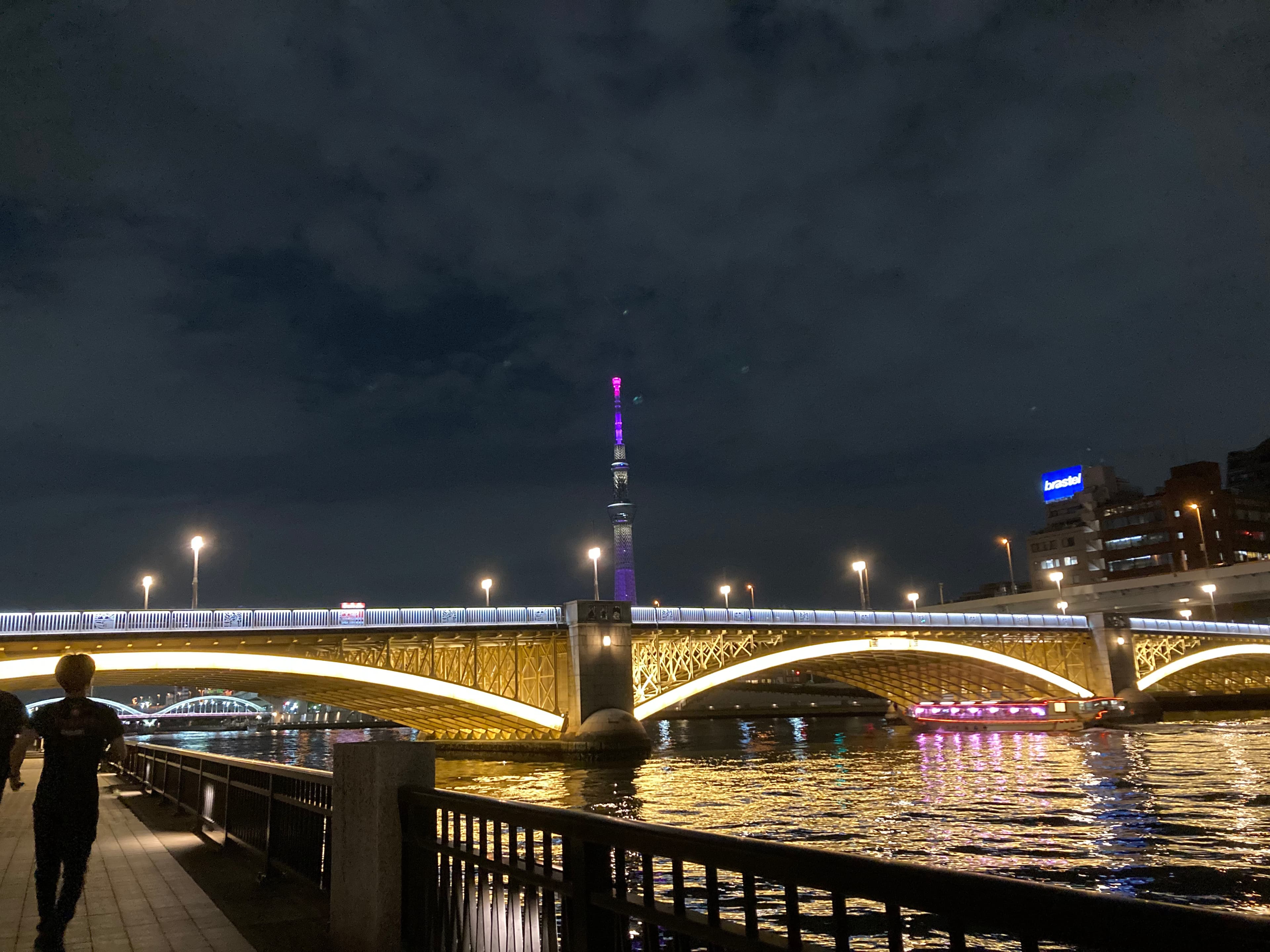 イルミネーションされた橋とスカイツリーの夜景画像